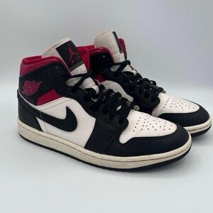 Nike Air Jordan 1 Mid "Crimson Tint Toe" Men's Size 9 – Black White Red